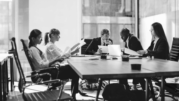 Business people having a discussion in an office